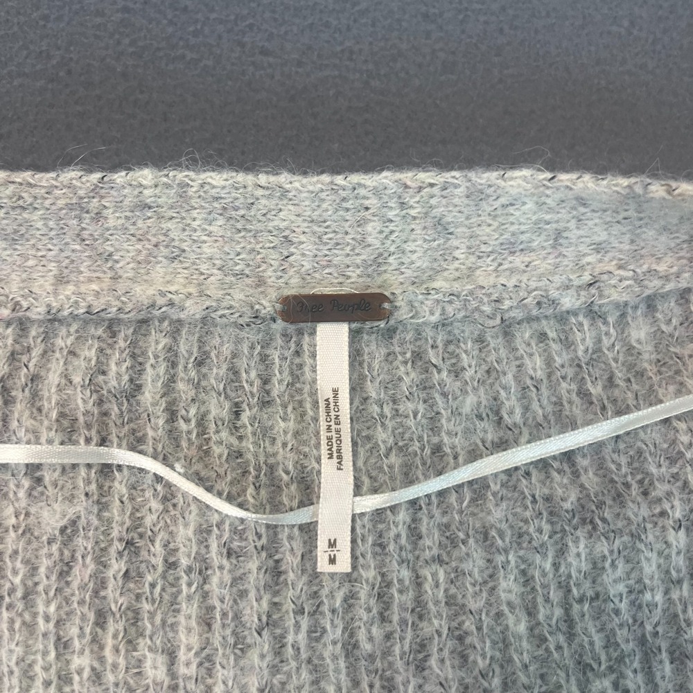 Free‎ People Womens Med Wool Blend Cardigan Sweater Button Front Boho Y2K Grey - Picture 3 of 14